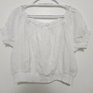 DKNY Jeans Crop Top Blouse Cotton Size Large NWT